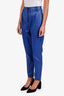 Magda Butrym Blue Sheep Leather High Waisted Tapered Pants Size 34