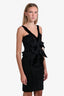 Nina Ricci Black Rouchet Velvet Bow Midi Dress est Size 6