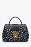 Dolce & Gabbana Black/White Polka Dot Leather Top Handle Bag with Strap
