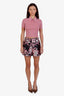 Dolce & Gabbana Black/Pink Floral Print Shorts Size 40