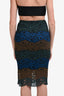 Sandro Brown/Blue/Green Lace Midi Skirt Size 1