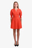 Christian Dior Orange Knit Three-Quarter Sleeve V-Neck A-Line Dress Size 6