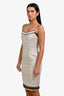 Prada Vintage Grey Metallic Wool Silk Jacquard Tank Dress Size 40