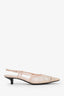 Gucci Beige Mesh Crystal Embellished GG Slingback Kitten Heels Size 38.5