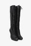 Miu Miu Black/Purple Leather Lace Up Knee High Stiletto Boots Size 37.5