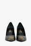 Saint Laurent Black Leather Studded Pointed Toe Heels Size 37.5