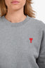 Ami Grey Heart Logo Embroidered Crewneck Sweater Size XL