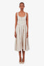 Reformation Beige Linen Check Sleeveless Midi Dress Size 2