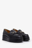 Gucci Black Leather Horsebit Platform Loafers Size 37.5
