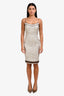 Prada Vintage Grey Metallic Wool Silk Jacquard Tank Dress Size 40