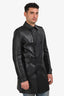 Valentino Black Lambskin Leather Wool Lined Trench Coat Size M Mens