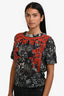 Isabel Marant Black Multicolour Floral Embroidered Short Sleeve Top Size 38
