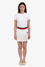 Gucci White Trim Detail Logo Embroidered Pleated Mini Skirt Size XS