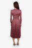 Gucci Pink Metallic Pleated Collared Midi Dress Size XS