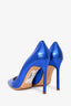Manolo Blahnik Cobalt Blue Python Metallic Heels Size 38.5