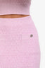 Pre-loved Chanel™ Pink Knit Cropped CC Embellished Sleeveless Tank Top + Mini Skirt Set Size 34