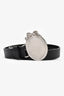 Christian Dior 2026 Black Leather Silver Medallion Belt Size 90
