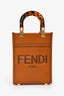 Fendi Brown Leather Mini Sunshine Top Handle Bag With Strap