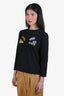 Fendi Black Cotton Monster Eye Applique Long Sleeve Top Estimated Size XS