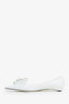 Prada White Leather 'Floral Appliqué' Ballet Flat Size 38.5