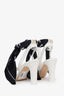Pre-loved Chanel™ Cruise 2025-26 White/Black Lambskin Silk Scarf Ankle Strap Sandals Size 40