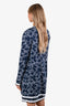 Pre-Loved Chanel™ 2019 Blue/White Floral Print Long Knit Open CC Cardigan Size 42