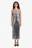 Maje Silver Sequins Embellished Sleeveless Fitted Maxi Dress Size 38 with Tags
