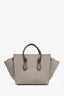 Celine Taupe Croc-Embossed Nubuck Leather Medium Tie Tote