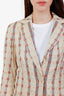 Etro Nude Striped Embroidered Cotton Blazer Size 44