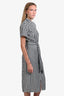 Equipment Femme White/Black Houndstooth Short Sleeve Dress Size S
