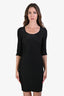 St. John Black Crystal Embellished Quarter Sleeve Bodycon Dress Size 0