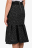 Sacai Black/White Cotton Blend Tweed Fringe Tiered Midi Skirt Size 3