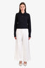 Forte Forte White Cotton Linen Blend Wide Leg Pleated Trousers Size 1