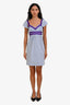 Red Valentino Blue/Purple Ruffle Cap-Sleeve Midi Dress Size 4