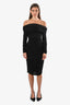 House of CB Black Satin 'Anais' Midi Dress Size S