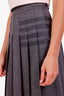 Thom Browne Grey Wool 4-Bar Stripe Pleated Midi Skirt Size 35