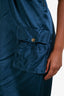 Lanvin Blue Silk Strapless Cargo Dress Size 38