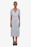 Maje Silver Metallic Ruffled Midi Dress Size 34