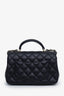 Pre-loved Chanel™ 2023 Black Lambskin Pearl Crystal Lion Charm Rectangular Top Handle Flap