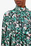 Smythe Green/Black Floral High-Neck Long Sleeve Top Size L