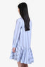 Brunello Cucinelli Light Blue Striped Midi Dress Size M