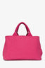 Prada Pink Canvas Printed Logo Tote Bag