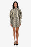 Rotate Birger Christensen Cream/Grey Faux Leather Python Pattern Dress Size 4 US