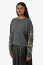 Dries Van Noten Grey Wool Gold Sparkle Detail Sleeve Sweater Size XS
