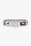 Hermès Silver Tone Black/White Enamel Horse Hinged Bracelet