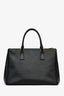 Prada Black Saffiano Leather Medium Double Zip Galleria Tote with Strap