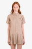 Miu Miu 2024 Beige Checkered Cotton SS Pleated Skirt Mini Dress Size 36