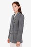 Max Mara Navy/White Striped Double-Breasted Blazer Size 6