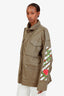Off-White co Virgil Abloh Green Cotton Embroidered Hooded Parka Jacket Size L