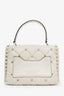 Valentino Off White Quilted Leather Mini Candystud Top Handle Bag with Strap